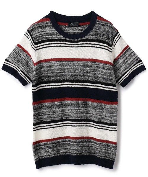 MEN'S BIGI（メンズビギ）の「半袖クルーネックニット/ボーダー柄（ニット/セーター・メンズ・ブルー系その他/ネイビー/ホワイト系その他・L/M/S）」の3枚目の写真