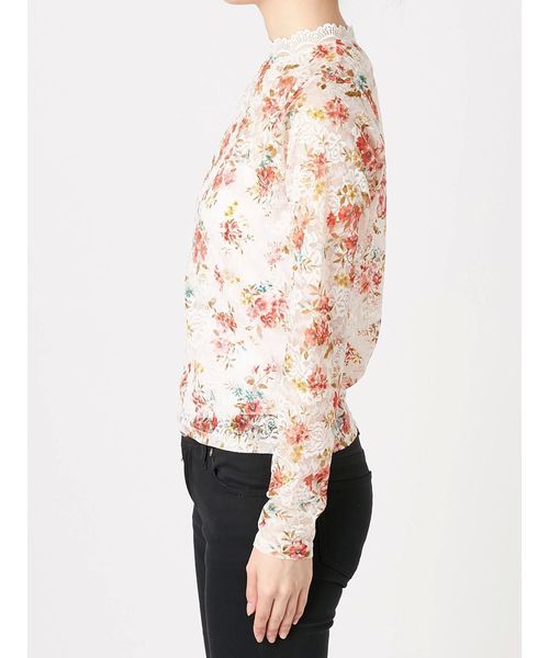 EVRIS（エヴリス）の「ハイネックフラワーレースTOPS（Tシャツ/カットソー・レディース・ブラック/ホワイト・FREE）」の4枚目の写真
