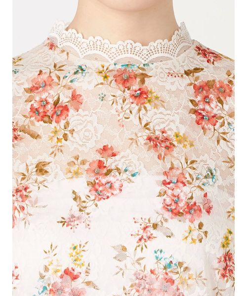 EVRIS（エヴリス）の「ハイネックフラワーレースTOPS（Tシャツ/カットソー・レディース・ブラック/ホワイト・FREE）」の6枚目の写真