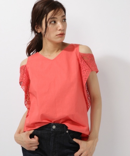 laboratory work（ラボラトリーワーク）の「袖レースブラウス（シャツ/ブラウス・レディース・オフホワイト/ブラック/ピンク・MEDIUM）」の3枚目の写真