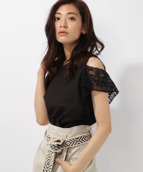 laboratory work（ラボラトリーワーク）の「袖レースブラウス（シャツ/ブラウス・レディース・オフホワイト/ブラック/ピンク・MEDIUM）」の2枚目の写真