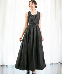 シャンタン　ロングフレアドレス