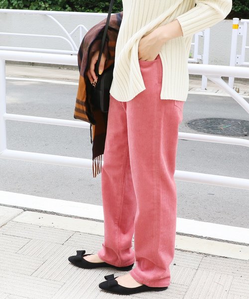 IENA(イエナ)の「コールストレートパンツ◆(パンツ)」|ピンク系その他