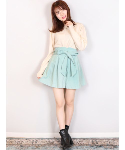 dazzlin（ダズリン）の「リボン付コーデュロイショートパンツ（その他パンツ・レディース・ベージュ/オフホワイト/ピンク/ミント・SMALL/MEDIUM）」の13枚目の写真