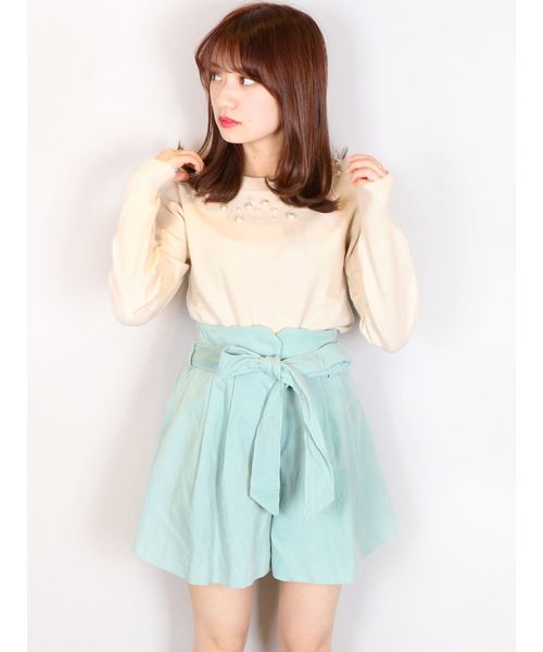 dazzlin（ダズリン）の「リボン付コーデュロイショートパンツ（その他パンツ・レディース・ベージュ/オフホワイト/ピンク/ミント・SMALL/MEDIUM）」の6枚目の写真