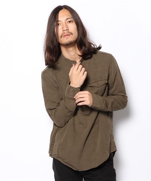 goa(ゴア)の「S.D.40'sシーチングヘンリーフルオーバー(Tシャツ/カットソー・メンズ・オフホワイト/チャコールグレー/モカ/カーキ・FREE)」の4枚目の写真