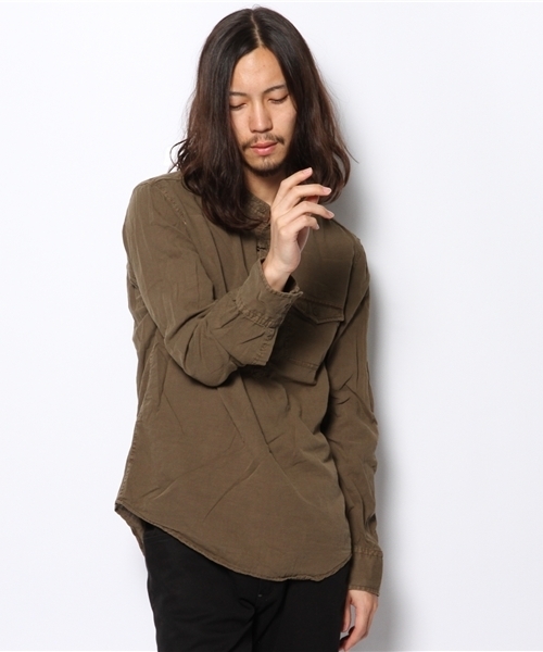 goa(ゴア)の「S.D.40'sシーチングヘンリーフルオーバー(Tシャツ/カットソー・メンズ・オフホワイト/チャコールグレー/モカ/カーキ・FREE)」の3枚目の写真