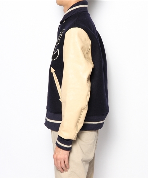 新品 秋冬 ☆ ビームス 立体ワッペン スタジャン M グレー系 身頃
