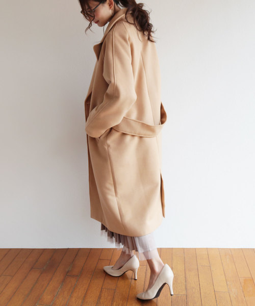 andme(アンドミー)の「背中ベルト付きロングコート(モッズコート・レディース・ブラック/ベージュ/グレー/グレー系その他・M)」の4枚目の写真