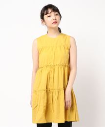 [トップスorチュニック]丈ティアードノースリーブブラウス