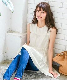 KOBE LETTUCE | [トップスorチュニック]丈ティアードノースリーブブラウス(チュニック)