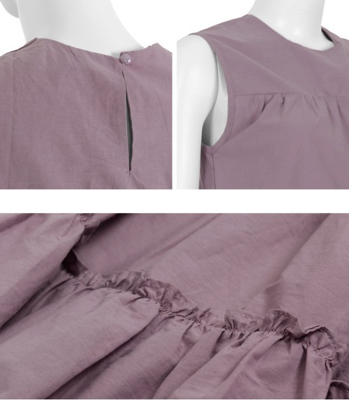 KOBE LETTUCE（コウベレタス）の「[トップスorチュニック]丈ティアードノースリーブブラウス（チュニック・レディース・ブラック/パープル/オフホワイト/カーキ/イエロー/ホワイト系その他/ブラック系その他/ベージュ系その他/グリーン系その他/ブルー系その他/パープル系その他/イエロー系その他/ベージュ系その他2/ブルー系その他2/ピンク系その他/ピンク系その他2・FREE）」の21枚目の写真