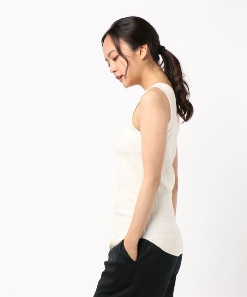 IENA(イエナ)の「針抜きランダムリブタンクトップ◆(Tシャツ/カットソー・レディース・ライトグリーン/アイボリー/ブラック/チョコ・FREE)」の5枚目の写真