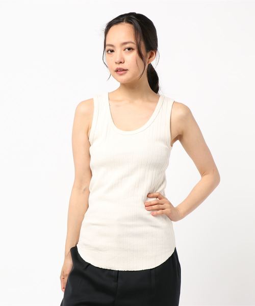 IENA(イエナ)の「針抜きランダムリブタンクトップ◆(Tシャツ/カットソー・レディース・ライトグリーン/アイボリー/ブラック/チョコ・FREE)」の7枚目の写真