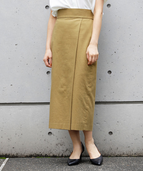 Liesse(リエス)の「巻き風スカート(スカート・レディース・キャメル/ブラック・S/M)」の2枚目の写真