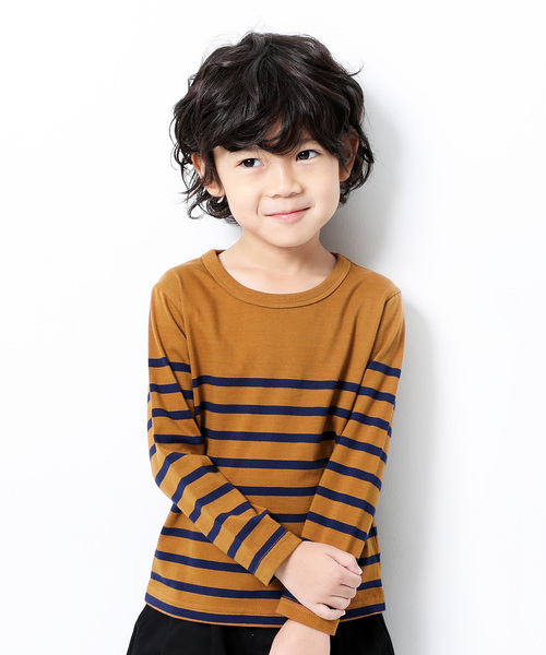 devirock（デビロック）の「パネルボーダー長袖Tシャツ（Tシャツ/カットソー・キッズ・ブルー系その他/ブルー系その他2/ブラック/ホワイト系その他/ホワイト系その他2/キャメル・100cm/110cm/120cm/130cm/140cm/150cm/160cm）」の6枚目の写真