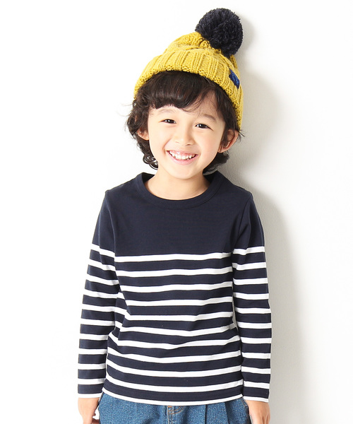 devirock（デビロック）の「パネルボーダー長袖Tシャツ（Tシャツ/カットソー・キッズ・ブルー系その他/ブルー系その他2/ブラック/ホワイト系その他/ホワイト系その他2/キャメル・100cm/110cm/120cm/130cm/140cm/150cm/160cm）」の5枚目の写真