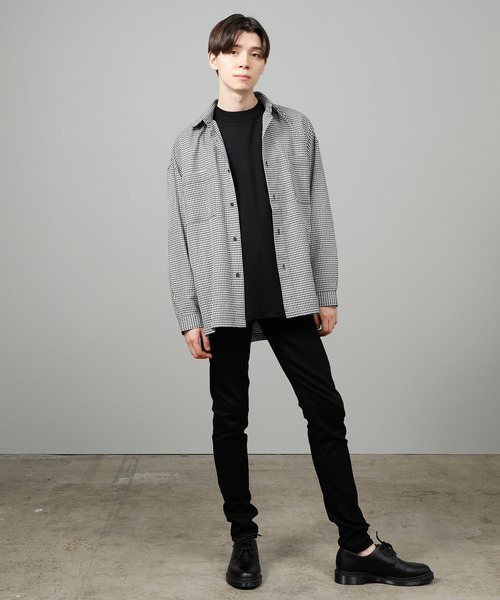 JUNRED（ジュンレッド）の「チェックＷパッチレギュラー（シャツ/ブラウス・メンズ・ブラック/ベージュ・S/M/L）」の6枚目の写真