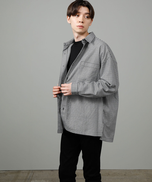 JUNRED（ジュンレッド）の「チェックＷパッチレギュラー（シャツ/ブラウス・メンズ・ブラック/ベージュ・S/M/L）」の8枚目の写真