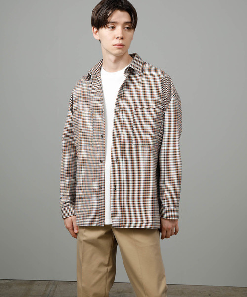 JUNRED（ジュンレッド）の「チェックＷパッチレギュラー（シャツ/ブラウス・メンズ・ブラック/ベージュ・S/M/L）」の11枚目の写真