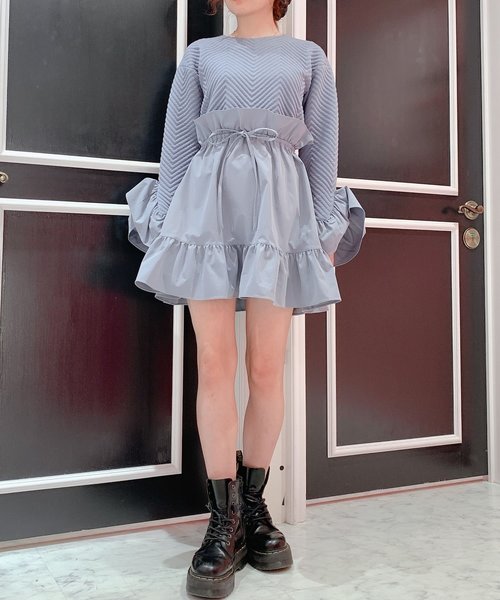 lilLilly(リルリリー)の「コンビネーションミニワンピース(ワンピース)」|ブルー