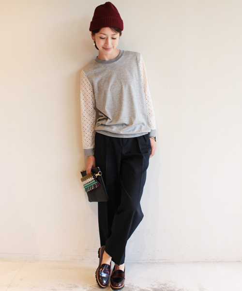 BEAUTY&YOUTH UNITED ARROWS（ビューティーアンドユースユナイテッドアローズ）の「BYSF ∵レーススリーブ裏毛8分袖プルオーバー　◆（Tシャツ/カットソー・レディース・グレー/ターコイズブルー/ネイビー・FREE）」の9枚目の写真