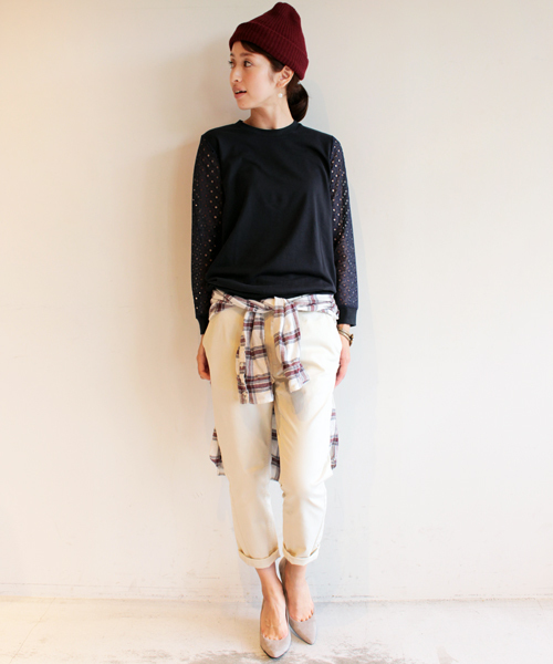 BEAUTY&YOUTH UNITED ARROWS（ビューティーアンドユースユナイテッドアローズ）の「BYSF ∵レーススリーブ裏毛8分袖プルオーバー　◆（Tシャツ/カットソー・レディース・グレー/ターコイズブルー/ネイビー・FREE）」の10枚目の写真