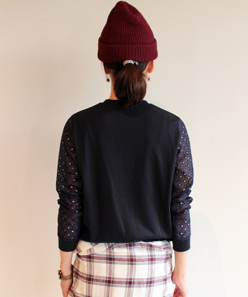 BEAUTY&YOUTH UNITED ARROWS（ビューティーアンドユースユナイテッドアローズ）の「BYSF ∵レーススリーブ裏毛8分袖プルオーバー　◆（Tシャツ/カットソー・レディース・グレー/ターコイズブルー/ネイビー・FREE）」の12枚目の写真