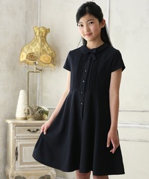 新品꧁ショパン꧂半袖 シャツ ワンピース リボン マリン ストライプ 160 CHOPIN 女の子 子供服 キッズ ワンピース マリン サックス
