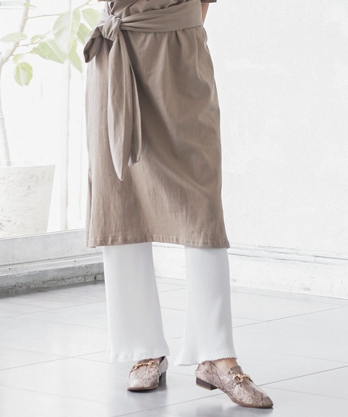 KOBE LETTUCE（コウベレタス）の「細リブカットソーワイドパンツ（その他パンツ・レディース・ライトブルー/ブラック/オフホワイト・FREE）」の2枚目の写真