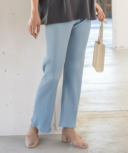KOBE LETTUCE（コウベレタス）の「細リブカットソーワイドパンツ（その他パンツ・レディース・ライトブルー/ブラック/オフホワイト・FREE）」の9枚目の写真
