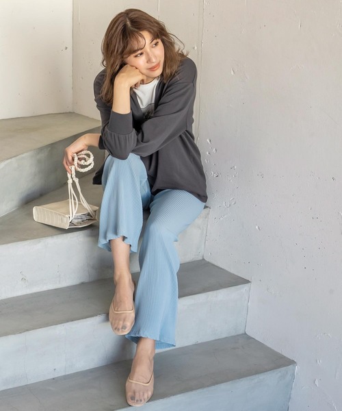 KOBE LETTUCE（コウベレタス）の「細リブカットソーワイドパンツ（その他パンツ・レディース・ライトブルー/ブラック/オフホワイト・FREE）」の10枚目の写真