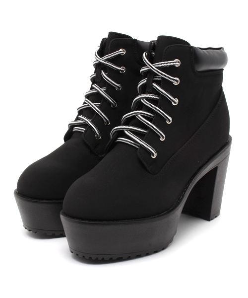 WEGO（ウィゴー）の「WEGO/タンクヒールブーツ（ブーツ・レディース・ブラック/キャメル・LARGE/MEDIUM）」の2枚目の写真