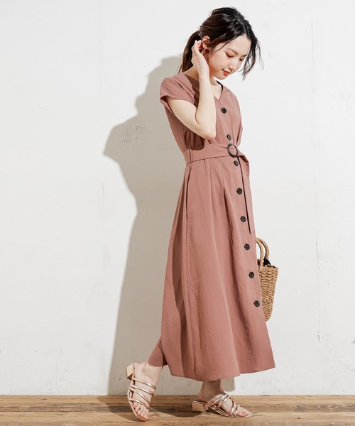 natural couture（ナチュラルクチュール）の「フロント釦ノースリーブワンピース Sサイズ（ワンピース・レディース・ブラック/ベージュ/グリーン/モカ/ストライプ/ブラック系その他/レンガ・SMALL）」の8枚目の写真