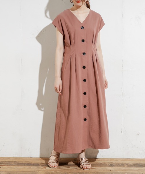 natural couture（ナチュラルクチュール）の「フロント釦ノースリーブワンピース Sサイズ（ワンピース・レディース・ブラック/ベージュ/グリーン/モカ/ストライプ/ブラック系その他/レンガ・SMALL）」の15枚目の写真