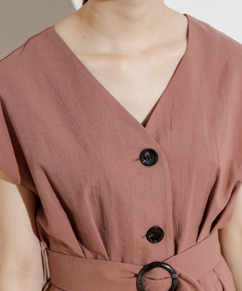 natural couture（ナチュラルクチュール）の「フロント釦ノースリーブワンピース Sサイズ（ワンピース・レディース・ブラック/ベージュ/グリーン/モカ/ストライプ/ブラック系その他/レンガ・SMALL）」の18枚目の写真