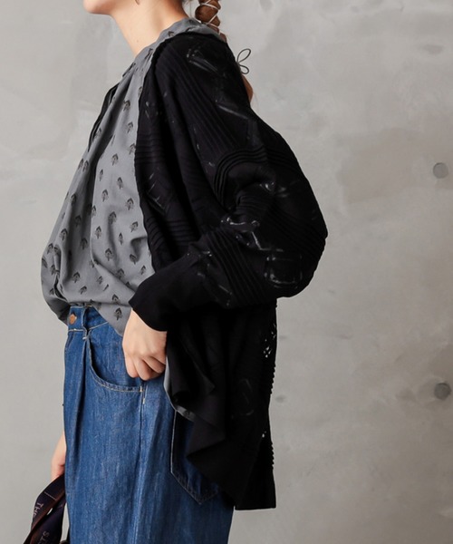 PUAL CE CIN(ピュアルセシン)の「小花ギャザーブラウス(シャツ/ブラウス・レディース・チャコールグレー/グレー/ライトベージュ・FREE)」の10枚目の写真