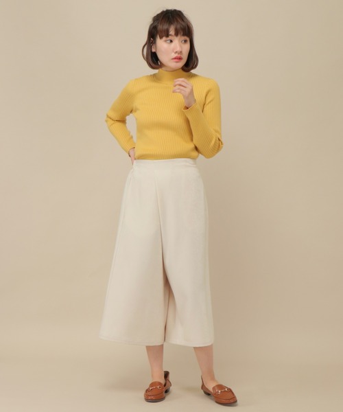 ikka（イッカ）の「ベロアラップガウチョパンツ（スカート・レディース・ネイビー/オフホワイト/グリーン・M/L）」の5枚目の写真