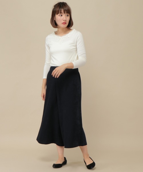 ikka（イッカ）の「ベロアラップガウチョパンツ（スカート・レディース・ネイビー/オフホワイト/グリーン・M/L）」の11枚目の写真