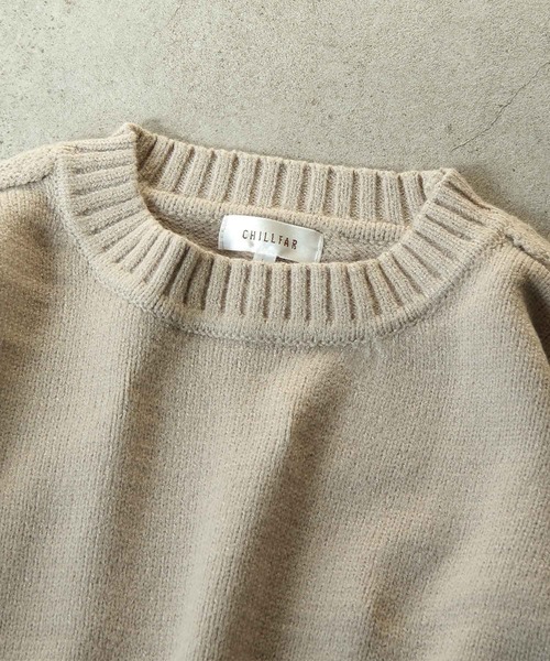 Chillfar（チルファー）の「シームオーバーサイズニット（ニット/セーター・レディース・ブラック/ベージュ/ブラウン/グレー/アイボリー/レンガ・MEDIUM/LARGE）」の7枚目の写真