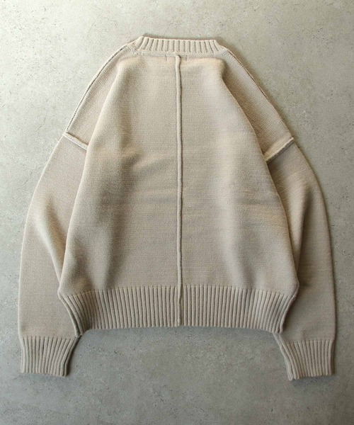 Chillfar（チルファー）の「シームオーバーサイズニット（ニット/セーター・レディース・ブラック/ベージュ/ブラウン/グレー/アイボリー/レンガ・MEDIUM/LARGE）」の11枚目の写真