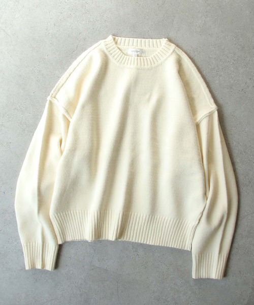 Chillfar（チルファー）の「シームオーバーサイズニット（ニット/セーター・レディース・ブラック/ベージュ/ブラウン/グレー/アイボリー/レンガ・MEDIUM/LARGE）」の12枚目の写真