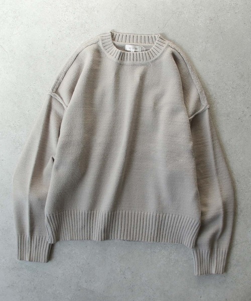 Chillfar（チルファー）の「シームオーバーサイズニット（ニット/セーター・レディース・ブラック/ベージュ/ブラウン/グレー/アイボリー/レンガ・MEDIUM/LARGE）」の14枚目の写真