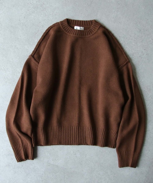 Chillfar（チルファー）の「シームオーバーサイズニット（ニット/セーター・レディース・ブラック/ベージュ/ブラウン/グレー/アイボリー/レンガ・MEDIUM/LARGE）」の15枚目の写真