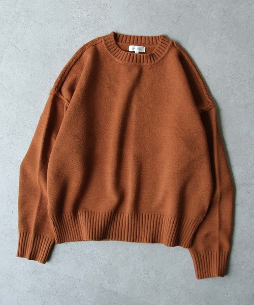 Chillfar（チルファー）の「シームオーバーサイズニット（ニット/セーター・レディース・ブラック/ベージュ/ブラウン/グレー/アイボリー/レンガ・MEDIUM/LARGE）」の17枚目の写真