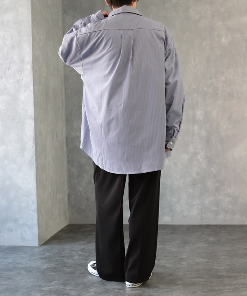 CREARE -LINO-（クレアーレリノ）の「オーバーサイズ ストライプ柄 長袖シャツ（シャツ/ブラウス・メンズ・ブラック/サックスブルー・FREE）」の17枚目の写真