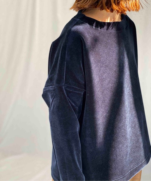 PICCIN（ピッチン）の「ベロアプルオーバー（Tシャツ/カットソー・レディース・ダークグリーン/ネイビー/モカ・M）」の3枚目の写真