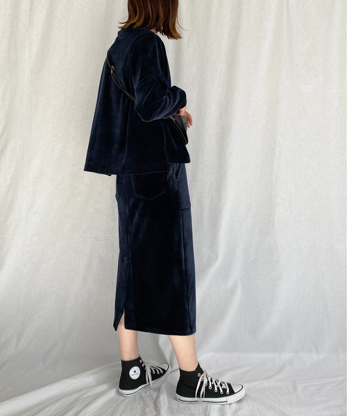 PICCIN（ピッチン）の「ベロアプルオーバー（Tシャツ/カットソー・レディース・ダークグリーン/ネイビー/モカ・M）」の5枚目の写真