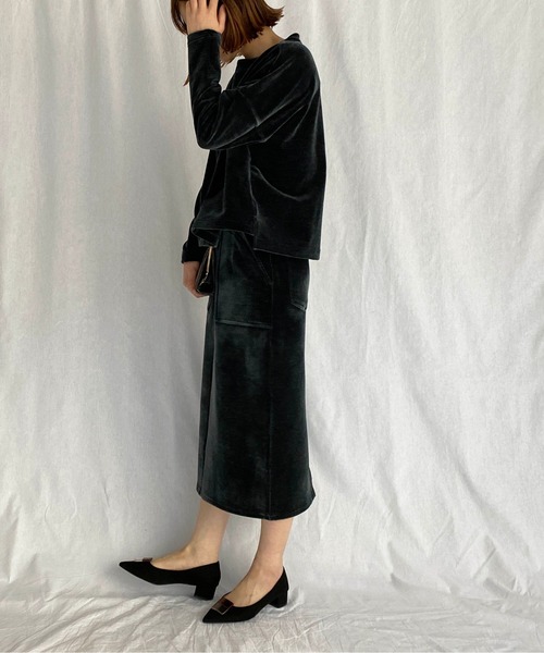 PICCIN（ピッチン）の「ベロアプルオーバー（Tシャツ/カットソー・レディース・ダークグリーン/ネイビー/モカ・M）」の18枚目の写真