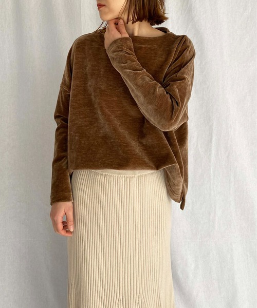 PICCIN（ピッチン）の「ベロアプルオーバー（Tシャツ/カットソー・レディース・ダークグリーン/ネイビー/モカ・M）」の16枚目の写真